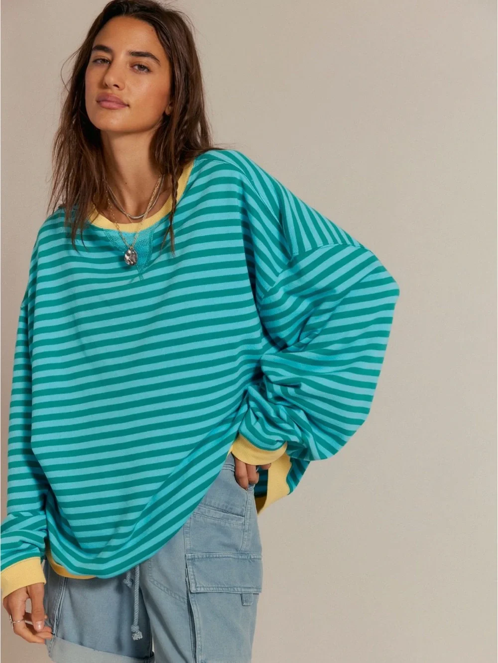 We the Free Classic Striped Oversized Crewneck - Picture 5 of 6